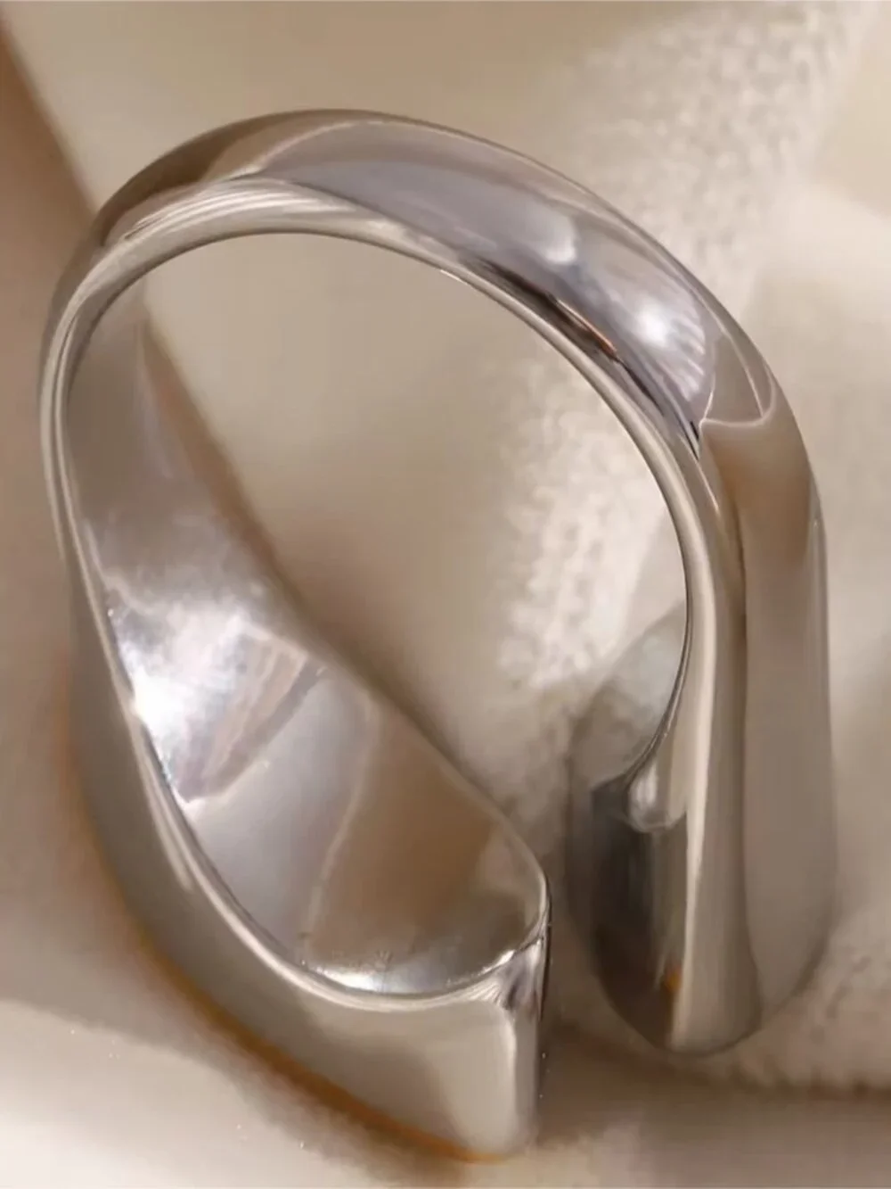 Two-Marquise Open Ring in Silver with Gold Trim